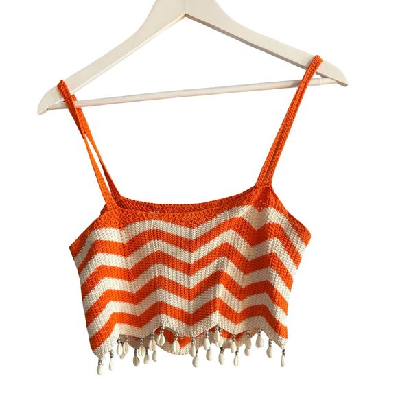Sandro NWOT Cassandre Chevron Stripe Knit Crop Top - Picture 9 of 13